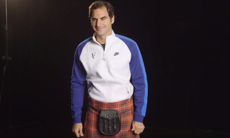 [Vídeo] Afinal, o que faz Roger Federer de kilt?