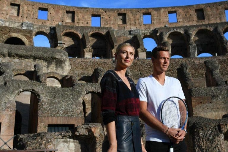 [Fotos e Vídeo] Sharapova e Berdych trocam bolas no Colosseo de Roma