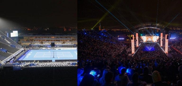 [FOTOS] Arábia Saudita transforma ringue de boxe num court de ténis em 72 horas