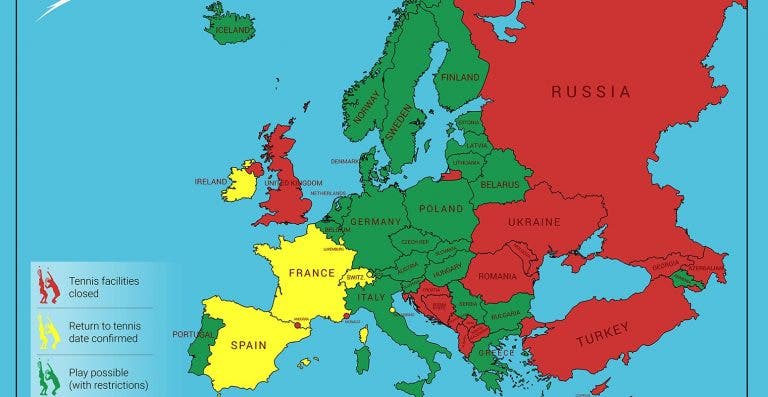 Ténis na Europa: que países já voltaram aos courts?