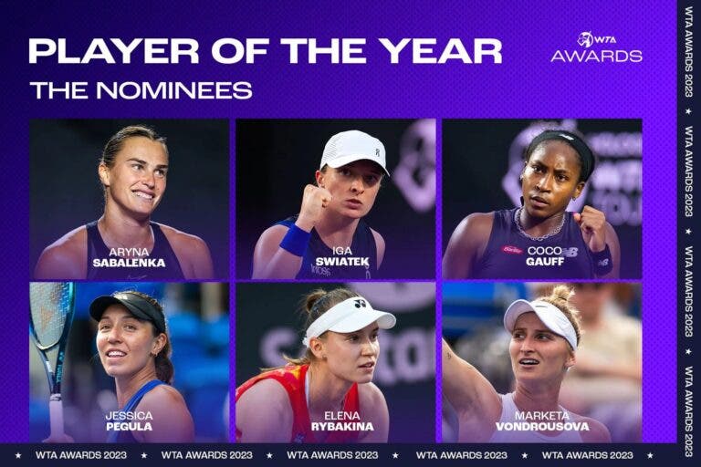 Confira as nomeadas para todas as categorias do WTA Players Awards