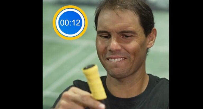 [VÍDEO] Nadal tentou bater recorde de colocar o over grip… mas não foi bem