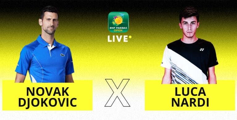[AO VIVO] Acompanhe Djokovic x Nardi em Indian Wells em tempo real