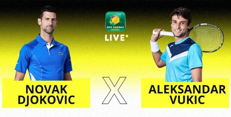 [AO VIVO] Acompanhe Djokovic x Vukic em Indian Wells em tempo real