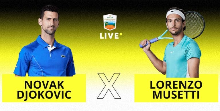 [AO VIVO] Acompanhe Djokovic x Musetti em Monte Carlo em tempo real