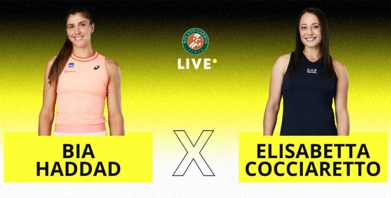 [AO VIVO] Acompanhe Bia Haddad x Cocciaretto em Roland Garros em tempo real
