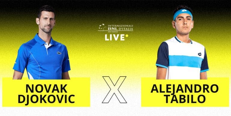 [AO VIVO] Acompanhe Djokovic x Tabilo em Roma em tempo real