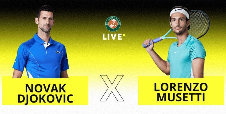 [AO VIVO] Acompanhe Djokovic x Musetti em Roland Garros em tempo real