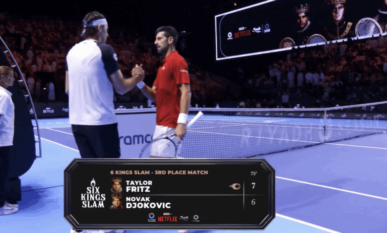 Djokovic desiste frente a Fritz no Six Kings Slam após perder set de 76 minutos
