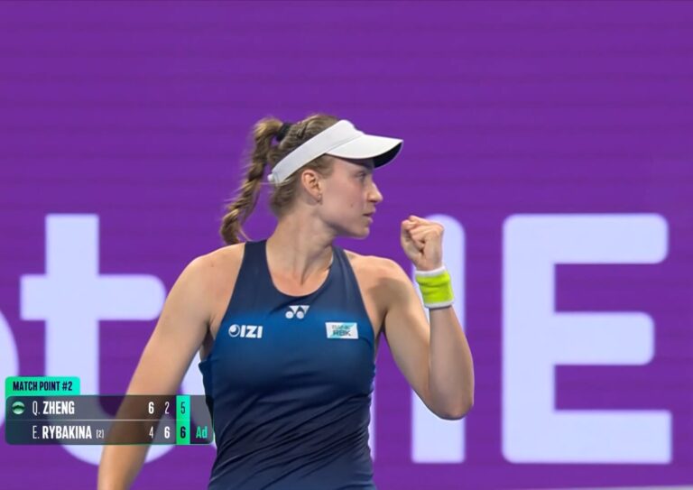 Rybakina resiste a grande batalha contra Zheng e avança para os ‘quartos’ em Doha